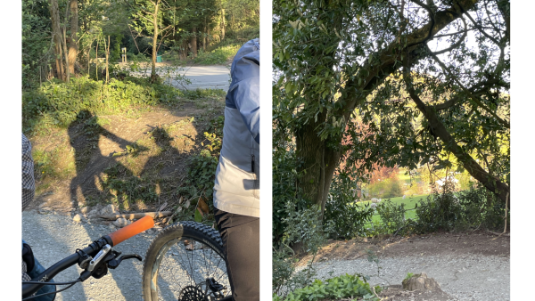 Two photos of Coed y Cain bike park, Llanfyllin